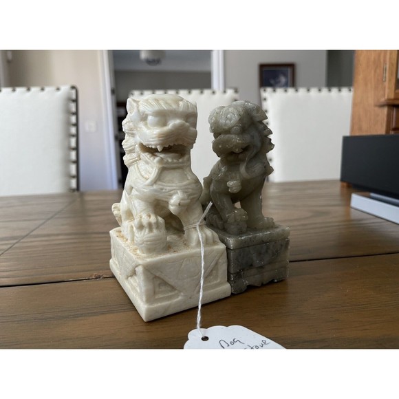 Accents Vintage Chinese Soapstone Fu Foo Dogs Bookends 5 Tall Hand Carved Ships Fast Poshmark